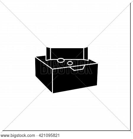 Snack Bars Glyph Icon. Paper Box With Snacks.portion Control, Protection, Tampering Resistance From 