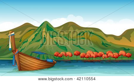 Illustration af en båd midt i havet