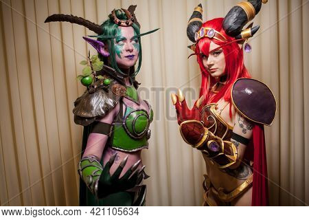 Kiev, Ukraine - May 20, 2018: Comic Con, An Annual Festival Of Geek Culture In Kiev, Ukraine. Cospla