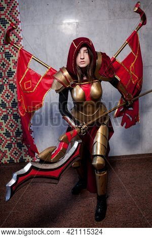 Kiev, Ukraine - May 20, 2018: Comic Con, An Annual Festival Of Geek Culture In Kiev, Ukraine. Cospla