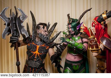 Kiev, Ukraine - May 20, 2018: Comic Con, An Annual Festival Of Geek Culture In Kiev, Ukraine. Cospla