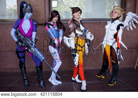 Kiev, Ukraine - May 20, 2018: Comic Con, An Annual Festival Of Geek Culture In Kiev, Ukraine. Cospla