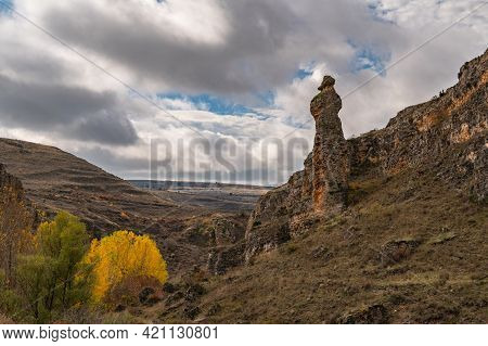 Rock Formation Called El Fraile In The Valley Of Tabladillo In Segovia (spain)