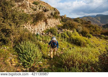 Beautiful landscapes on the Carian trail. Aegean Sea, Turkey.