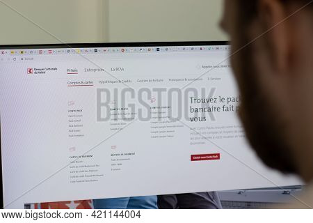 New York, Usa - 1 May 2021: Banque Cantonale Du Valais Bcvs Company Website On Screen, Illustrative 