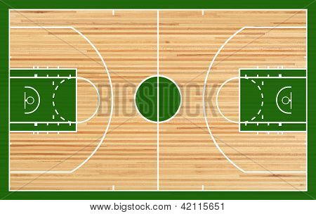 Basketbal soudu půdorys na parkety pozadí