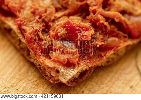 Zacusca With Mackerel Fish On A Slice Of Bread
