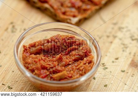 Zacusca With Mackerel Fish In A Bowl