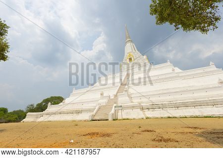 Beautiful Chedi Of Phukhao Thong In Ayutthaya, Thailand.