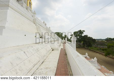 Beautiful Chedi Of Phukhao Thong In Ayutthaya, Thailand.