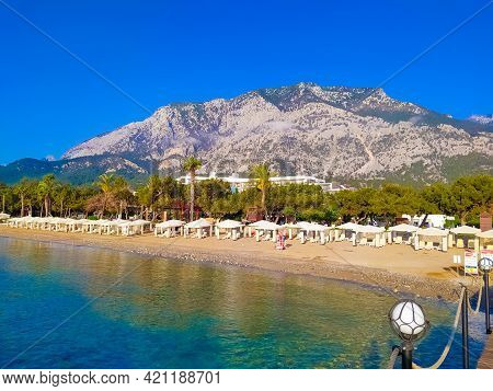 Beldibi, Kemer, Antalya, Turkey - May 11, 2021: The Territory Of The Rixos Beldibi Hotel