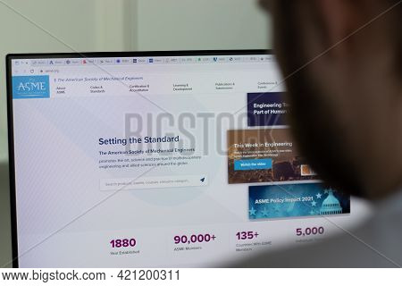 New York, Usa - 1 May 2021: American Society Of Mechanical Engineers Asme Company Website On Screen,