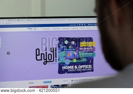 New York, Usa - 1 May 2021: Etsi Company Website On Screen, Illustrative Editorial