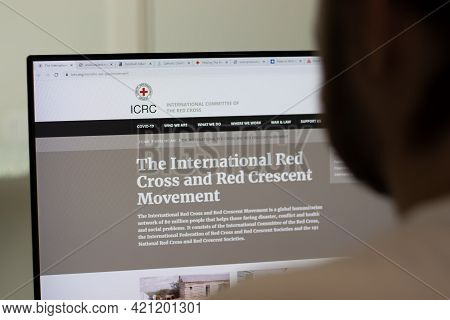 New York, Usa - 1 May 2021: International Red Cross And Red Crescent Movement Icrc Company Website O