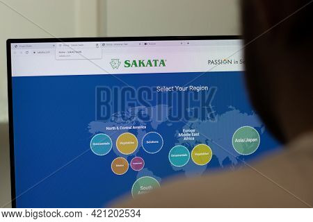 New York, Usa - 1 May 2021: Sakata Seed America Company Website On Screen, Illustrative Editorial