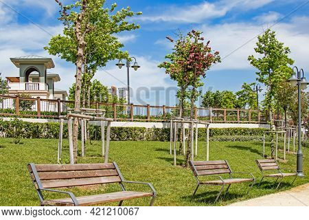 Halkali,istanbul,turkey- May 20,2021.spring View From Halkali Public Park With Its Nature,green Area