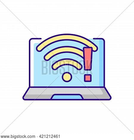 Wi Fi Does Not Work Rgb Color Icon. Wireless Connection Issue, Weak Signal. No Internet. Fix Wifi. S