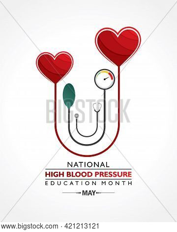 Vector Illustration Of National High Blood Pressure (hbp) Education Month Is Observed In May. It Is 