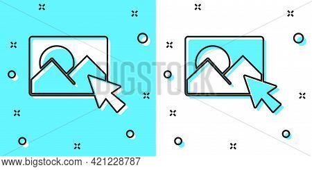 Black Line Photo Retouching Icon Isolated On Green And White Background. Photographer, Photography, 