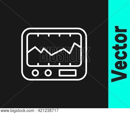White Line Electrical Measuring Instrument Icon Isolated On Black Background. Analog Devices. Measur