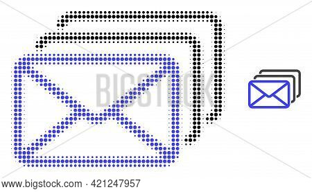 Mail Queue Halftone Dot Icon Illustration. Halftone Pattern Contains Round Pixels. Vector Illustrati