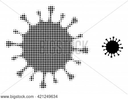 Microbe Halftone Dot Icon Illustration. Halftone Pattern Contains Round Dots. Vector Illustration Of