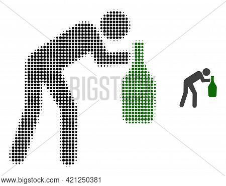 Drunky Man Halftone Dot Icon Illustration. Halftone Array Contains Round Dots. Vector Illustration O