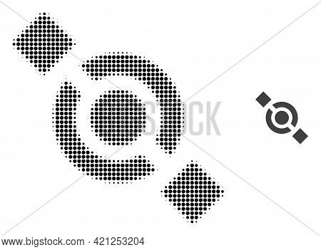 Joint Node Halftone Dot Icon Illustration. Halftone Array Contains Circle Pixels. Vector Illustratio