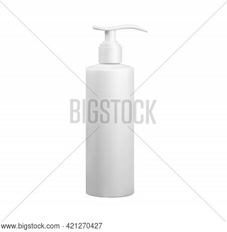 White Plastic Cosmetics Hdpe Bottle With Dispenser Mockup