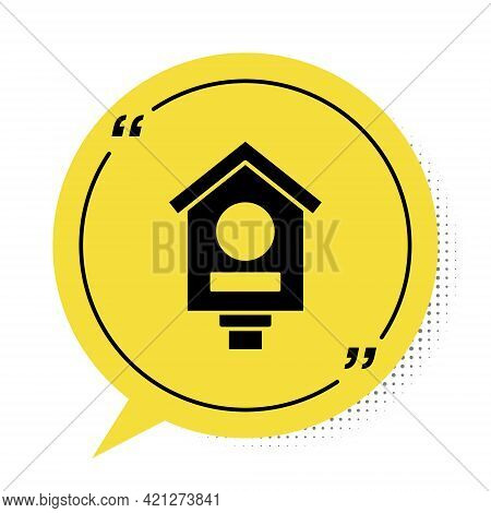 Black Bird House Icon Isolated On White Background. Nesting Box Birdhouse, Homemade Building For Bir
