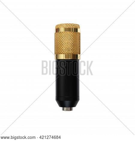 Gold Condensor Mic On White Background - Isolated