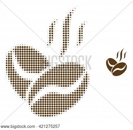 Coffee Beans Aroma Halftone Dot Icon Illustration. Halftone Array Contains Circle Pixels. Vector Ill