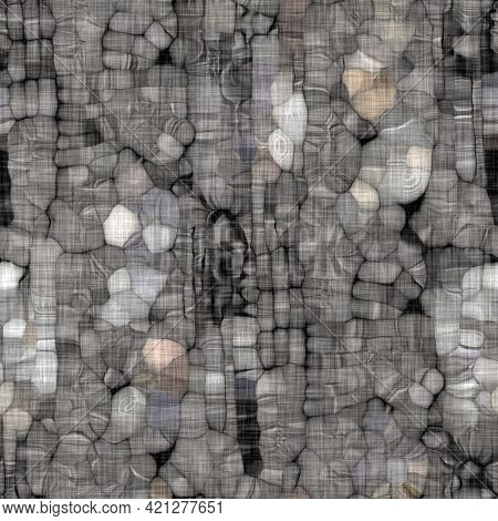 Rustic Blotched Charcoal Grey French Linen Woven Texture Background. Blobby Neutral Old Vintage Clot