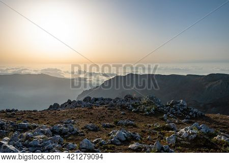 Sunset From Rocca Del Crasto Near Alcara Li Fusi In The Nebrodi Park, Sicily