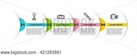 Set Line Gear Shifter, Car Mirror, Chain And Check Engine. Business Infographic Template. Vector