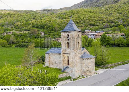 Roman Church Of Santa Maria De La Asuncion In Coll, Catalonia - Spain. This Is One Of The Nine Churc