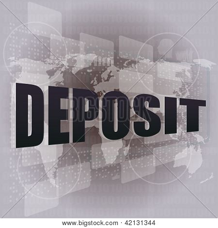 Toque a tela Interface com palavra de depósito