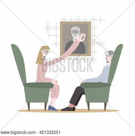 Patient Made An Appointment With The Therapist. Psychologist Is Helping To Untangle A Troublesome Th