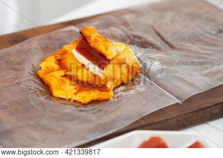 Preparation Of A Traditional Dish From El Valle Del Cauca In Colombia Called Aborrajado