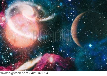 Science Fiction Fantasy In High Resolution Ideal For Wallpaper. High Quality Space Background. Eleme