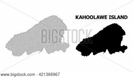 Polygonal Mesh Map Of Kahoolawe Island In High Resolution. Mesh Lines, Triangles And Dots Form Map O