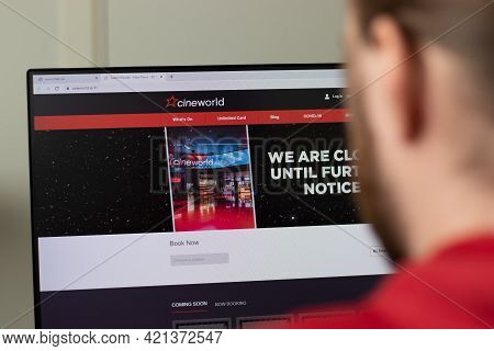 New York, Usa - 1 May 2021: Cineworld Company Website With Logo On Screen, Illustrative Editorial