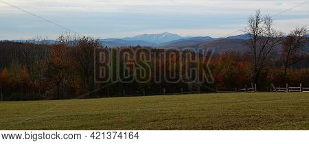 Panoramic View - Atmospheric Autumn Scenery: View To Distinctive Schneeberg In Lower Austria