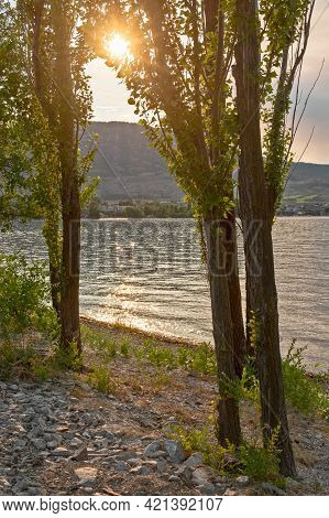 Golden Sunset On Osoyoos Lake From Haynes Point In Swiws Park