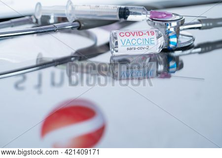 Bangkok Thailand - May 17: Sinovac Ampoules Vaccine Coronavirus Mechanism For The Patient Brand Logo