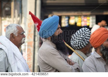 New Delhi, India - December 07, 2020 : Farmers Are Protesting Against The New Farm Laws In India, Fa