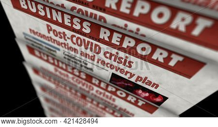 Post-covid Crisis Reconstruction And Recovery Plan Retro Newspaper Illustration