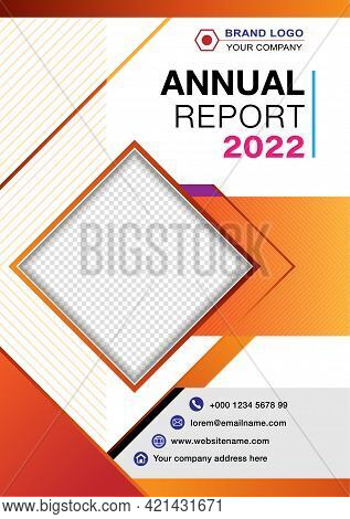 Annual Report Cover Design With Line Stripe Orange Color Gradient, Business Flyer Template, Vector I
