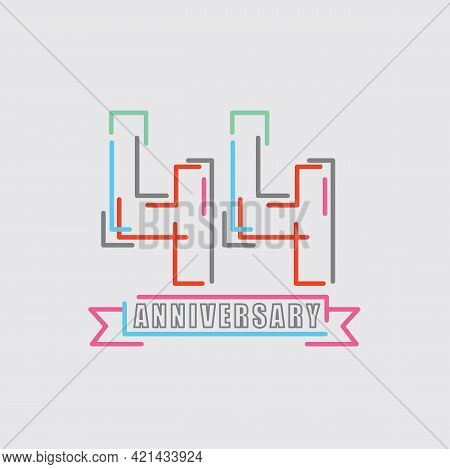 44th Years Anniversary Logo Birthday Celebration Abstract Design Vector Illustration. Eps 10
