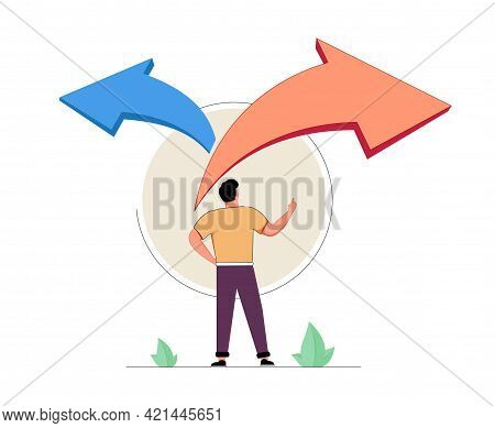 Choice Decision Making As Two Split Path Options To Choose From Tiny Person Concept. Business Or Lif